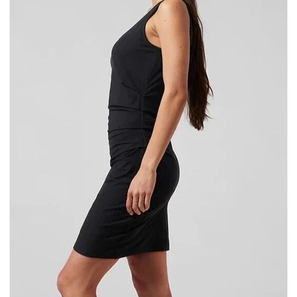Athleta Della Lightweight Sleeveless Pleated Midi Dress Black Size Small - Picture 2 of 12